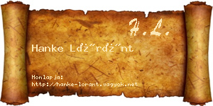 Hanke Lóránt névjegykártya